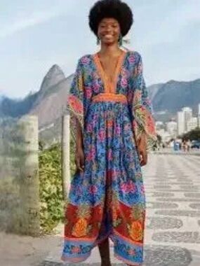 FARM RIO Pineapple Garden Kaftan dress